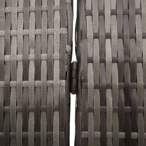 4 Paneles Összecsukható Szobaelválasztó Szürke 195x180 cm Poli Rattan