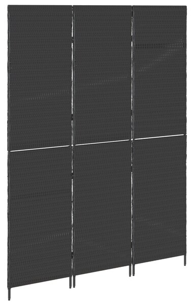 3 Paneles Elválasztó Fekete 146x180 cm Polirattan