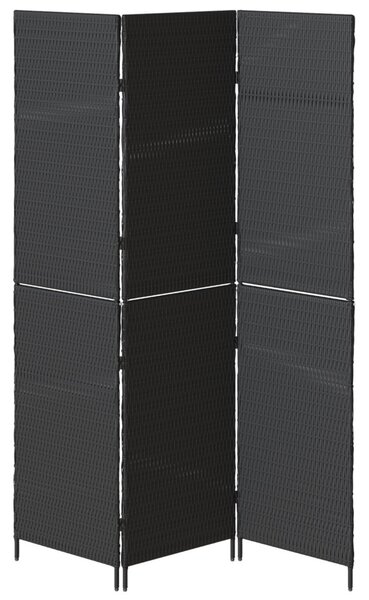 3 Paneles Elválasztó Fekete 146x180 cm Polirattan