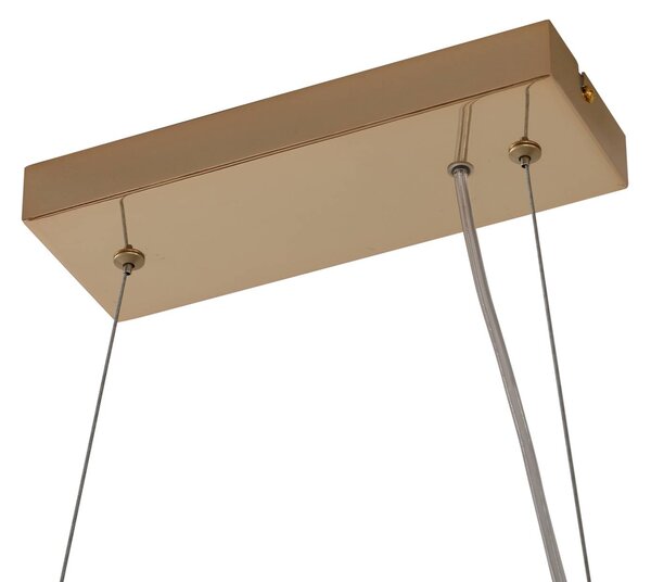Lucande függőlámpa Naelen, arany/borostyán, 125 cm, üveg, G9, dimmelhető, Sárgaréz / arany, Nappali / Étkező, fém, Modern