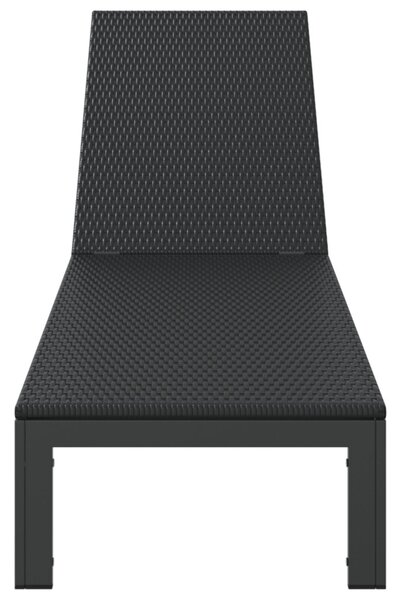 Napozóágy polirattan Fekete