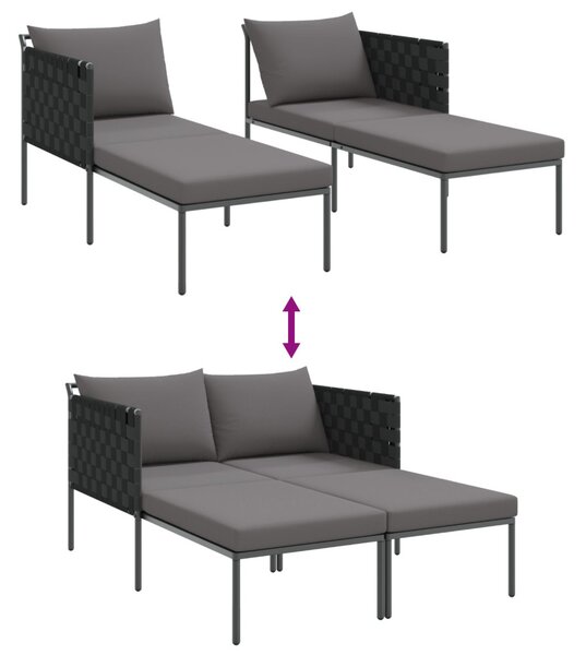 Napozóágy párnával Antracit 153 x 115 x 69.5 cm Porszórt acél