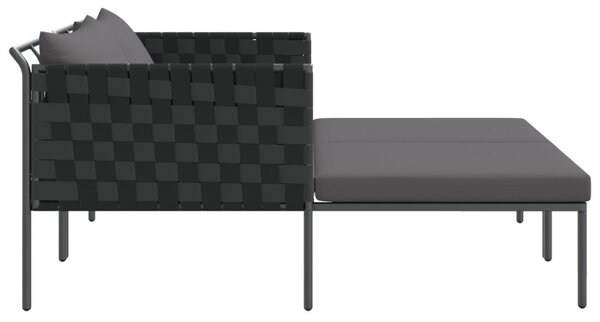 Napozóágy párnával Antracit 153 x 115 x 69.5 cm Porszórt acél