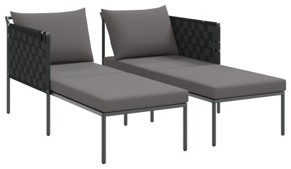 Napozóágy párnával Antracit 153 x 115 x 69.5 cm Porszórt acél