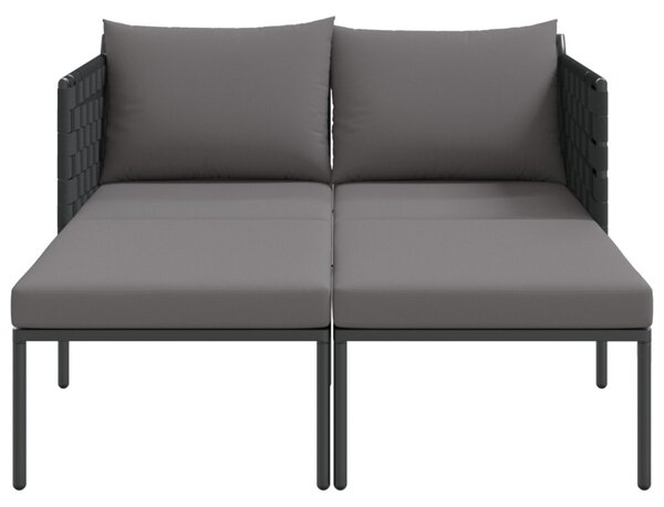 Napozóágy párnával Antracit 153 x 115 x 69.5 cm Porszórt acél