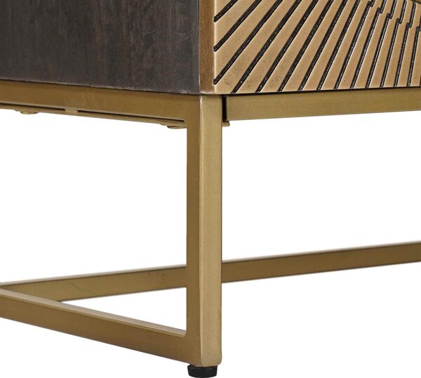 TV szekrény Bronz 105 x 30 x 50 cm Tömör Mangófa és Műszaki Fa