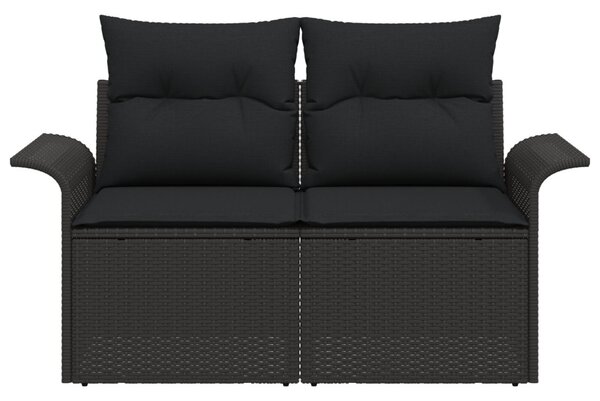 Kerti kanapé párnával Fekete 141 x 62 x 69 cm polirattan