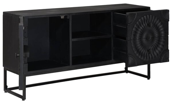 TV szekrény Fekete 105 x 30 x 54 cm Tömör Mangófa és Műszaki Fa