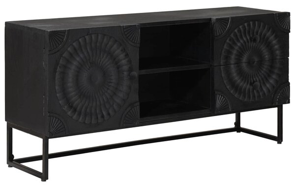 TV szekrény Fekete 105 x 30 x 54 cm Tömör Mangófa és Műszaki Fa
