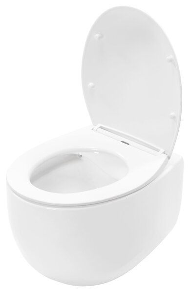 Rea Lars, perem nélküli falra szerelhető WC csésze 50x37x29 cm ülőkével együtt lassan záródó, fehér, REA-C9500