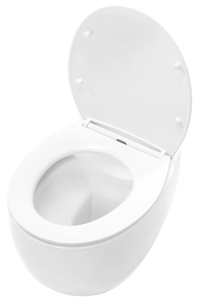 Rea Lars, perem nélküli falra szerelhető WC csésze 50x37x29 cm ülőkével együtt lassan záródó, fehér, REA-C9500