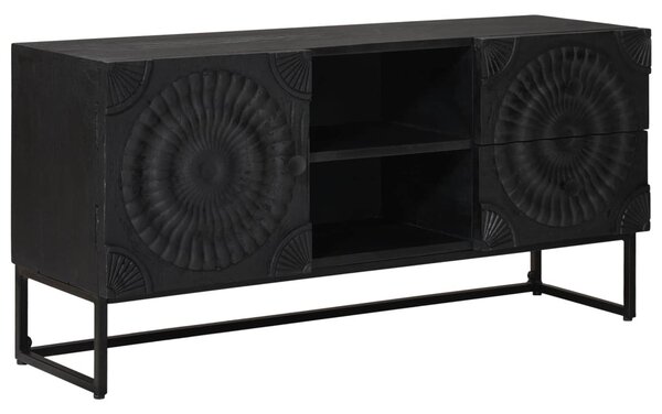 TV szekrény Fekete 105 x 30 x 54 cm Tömör Mangófa és Műszaki Fa