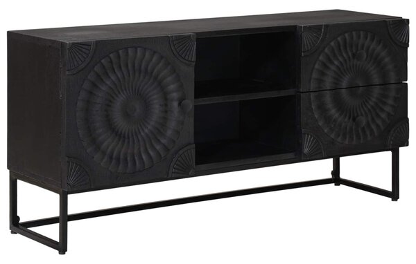 TV szekrény Fekete 105 x 30 x 54 cm Tömör Mangófa és Műszaki Fa