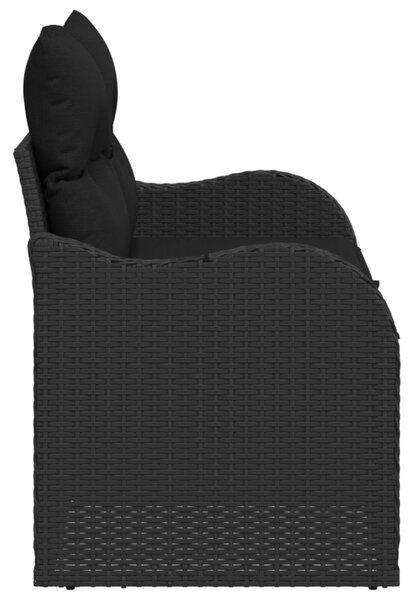 Kerti kanapé párnával Fekete 121 x 62 x 69cm polirattan