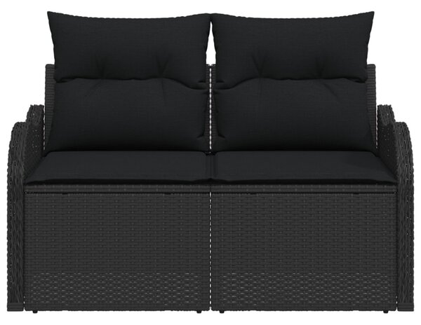 Kerti kanapé párnával Fekete 121 x 62 x 69cm polirattan
