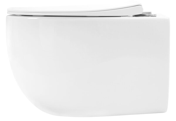 Rea Lars, perem nélküli falra szerelhető WC csésze 50x37x29 cm ülőkével együtt lassan záródó, fehér, REA-C9500