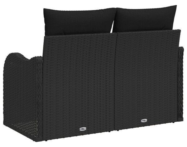 Kerti kanapé párnával Fekete 121 x 62 x 69cm polirattan