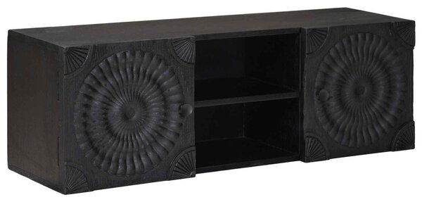 TV szekrény Fekete 105 x 30 x 35 cm Tömör Mangófa és Műszaki Fa