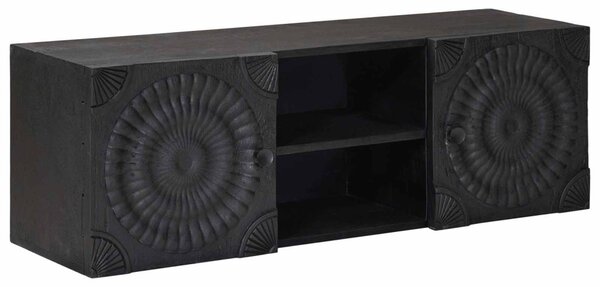 TV szekrény Fekete 105 x 30 x 35 cm Tömör Mangófa és Műszaki Fa