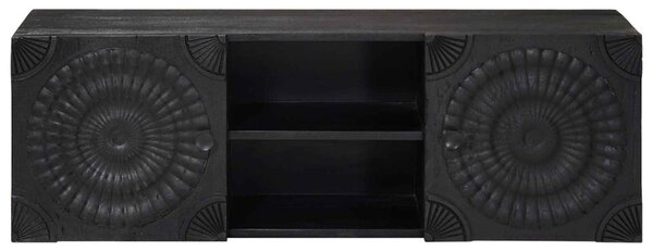 TV szekrény Fekete 105 x 30 x 35 cm Tömör Mangófa és Műszaki Fa