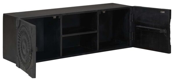 TV szekrény Fekete 105 x 30 x 35 cm Tömör Mangófa és Műszaki Fa