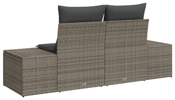 Kerti kanapé párnával Szürke 184 x 62 x 69 cm polirattan