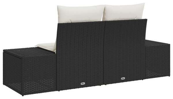 Kerti kanapé párnával Fekete 184 x 62 x 69 cm polirattan