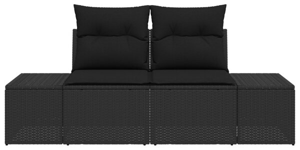 Kerti kanapé párnával Fekete 184 x 62 x 69 cm polirattan