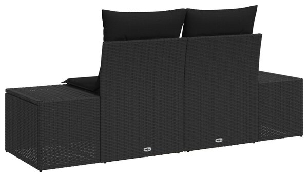 Kerti kanapé párnával Fekete 184 x 62 x 69 cm polirattan