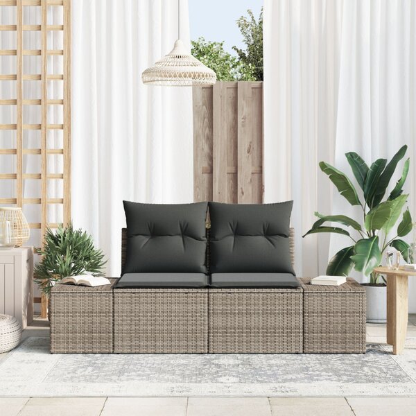 Kerti kanapé párnával Szürke 184 x 62 x 69 cm polirattan