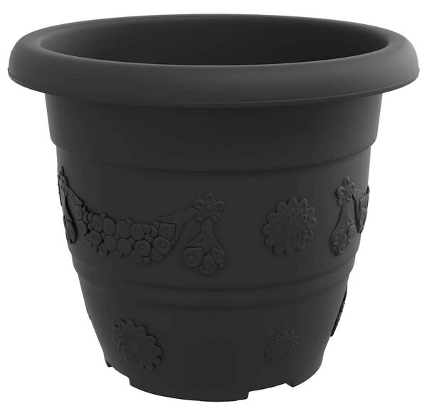 Kerek Virágcserép 24 db Fekete Ø 30 x 25 cm Műanyag