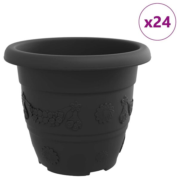 Kerek Virágcserép 24 db Fekete Ø 30 x 25 cm Műanyag