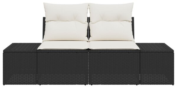 Kerti kanapé párnával Fekete 184 x 62 x 69 cm polirattan