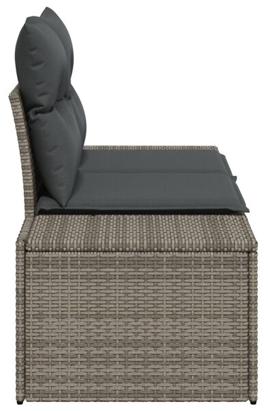 Kerti kanapé párnával Szürke 184 x 62 x 69 cm polirattan