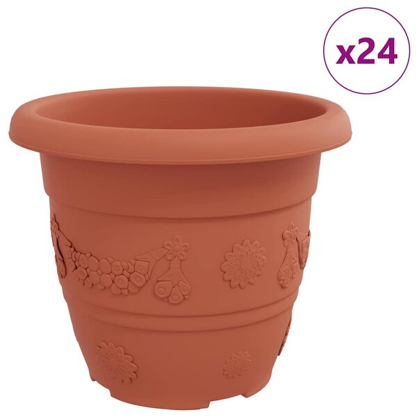 Kerek Virágcserép 24 db Tégla Vörös Ø 30 x 25 cm Műanyag