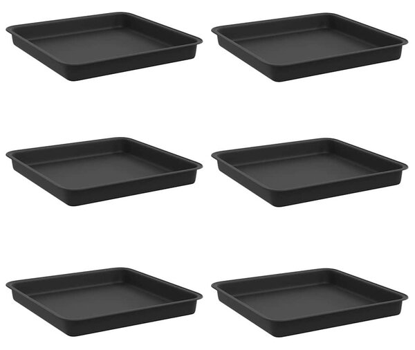 Négyzetes Virágtálca 6 pcs Fekete 18 x 18 x 2 cm Műanyag