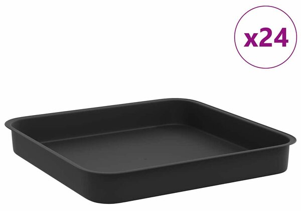 Négyzetes Virágtálca 24 db Fekete 15 x 15 x 2 cm Műanyag
