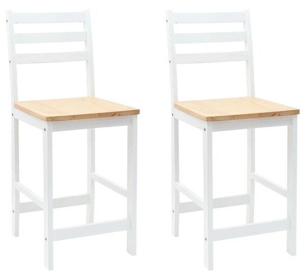 Étkező Székek 2 pcs Tömör Gumi Fa Fehér 40 x 47,5 x 99,5 cm
