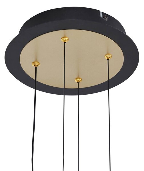 Lucande LED függőlámpa Pallo, 12 lámpás, fekete/arany, üveg, dimmelhető, Fekete, Nappali / Étkező, fém, Modern