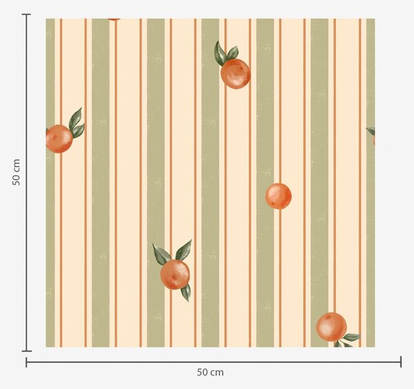 Tapéta Narancssárga gyümölcs olíva- és krém színű csíkokon, Tapétá geometria, Tapétá geometria csíkok, a01263v3 : Uwalls.hu