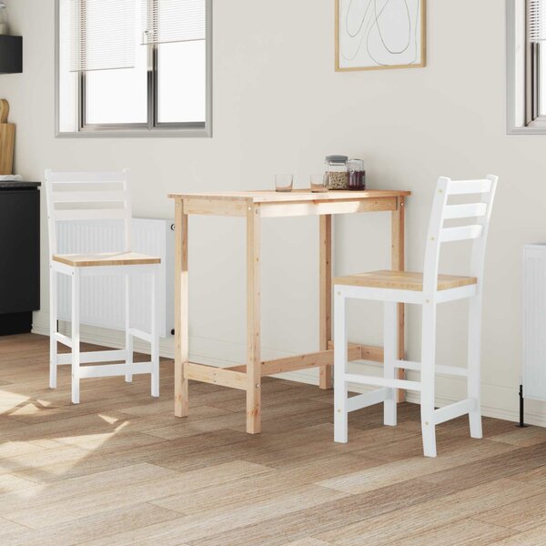 Étkező Székek 2 pcs Tömör Gumi Fa Fehér 40 x 47,5 x 99,5 cm