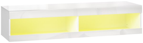 HOMCOM TV szekrény, falra szerelhető TV-szekrény RGB LED világítással 16 színben, fehér
