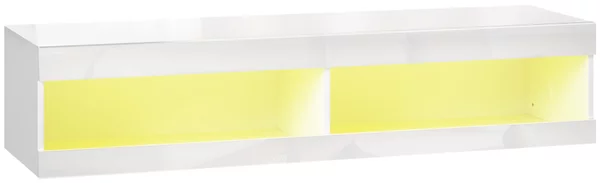 HOMCOM TV szekrény, falra szerelhető TV-szekrény RGB LED világítással 16 színben, fehér