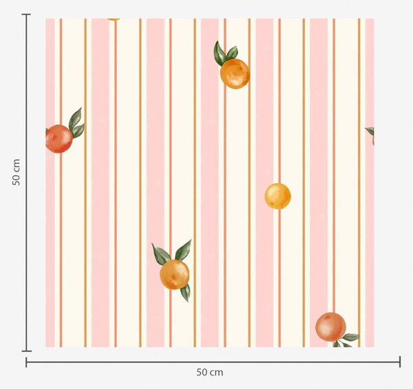Tapéta Narancssárga gyümölcs rózsaszín és krém színű csíkokkal, Tapétá geometria, Tapétá geometria csíkok, a01263v4 : Uwalls.hu