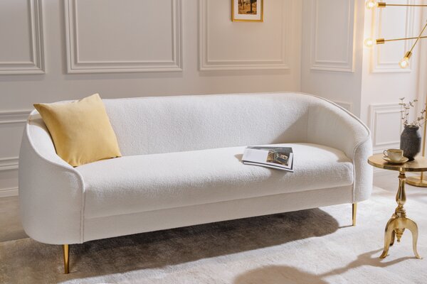 DIVA design kanapé - 205cm - fehér bouclé