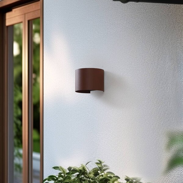Lindby Smart LED kültéri falilámpa, Dara, rozsdás színű, kör alakú, CCT RGB,, dimmelhető, Barna / rozsda, Műanyag, Modern