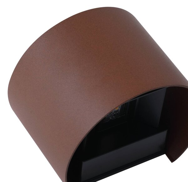 Lindby Smart LED kültéri falilámpa, Dara, rozsdás színű, kör alakú, CCT RGB,, dimmelhető, Barna / rozsda, Műanyag, Modern