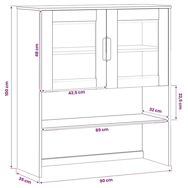 Kagy Karamell 90 x 35 x 100 cm Tömör fenyőfa és edzett üveg