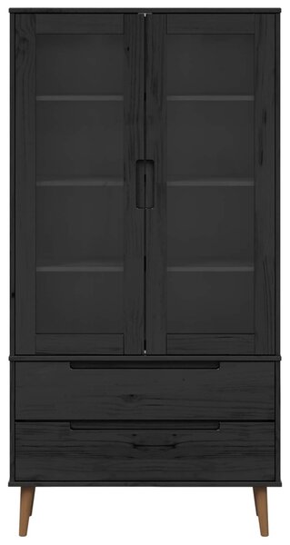 Üveg Kiállító Szekrény Fekete 90 x 35 x 175 cm