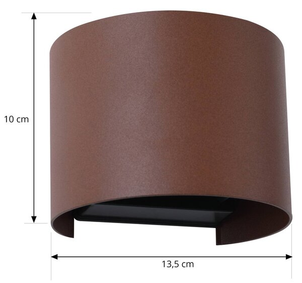 Lindby Smart LED kültéri falilámpa, Dara, rozsdás színű, kör alakú, CCT RGB,, dimmelhető, Barna / rozsda, Műanyag, Modern